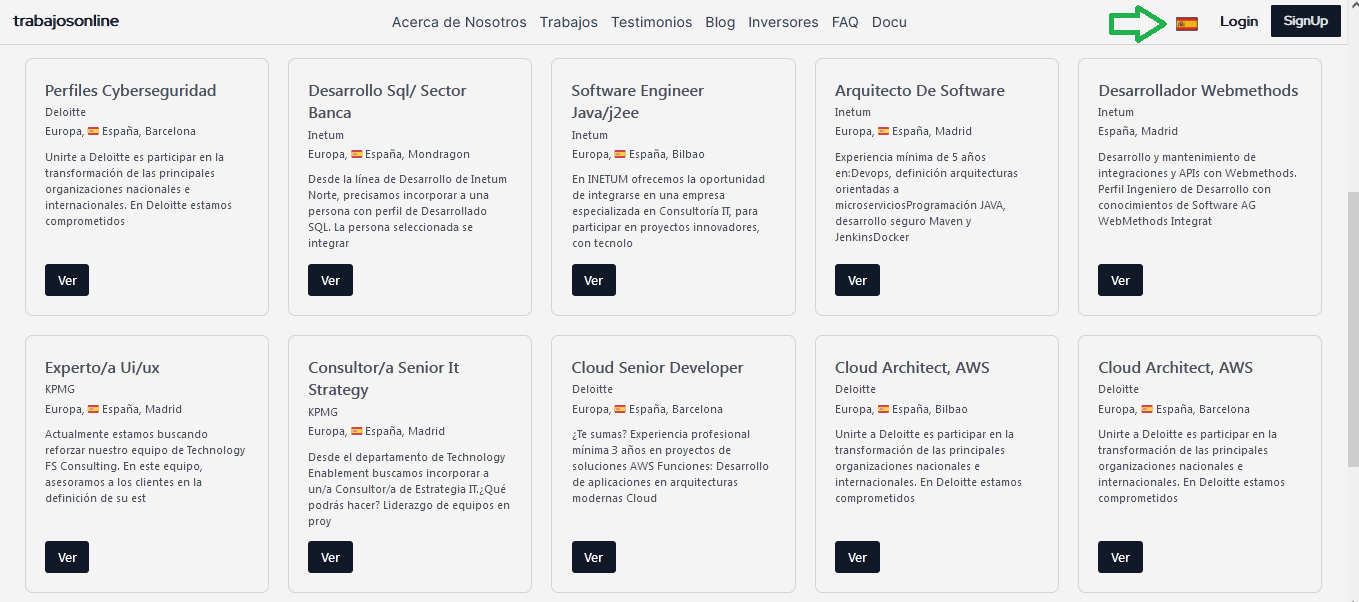 Ejemplo de Ofertas de empleo idioma Español