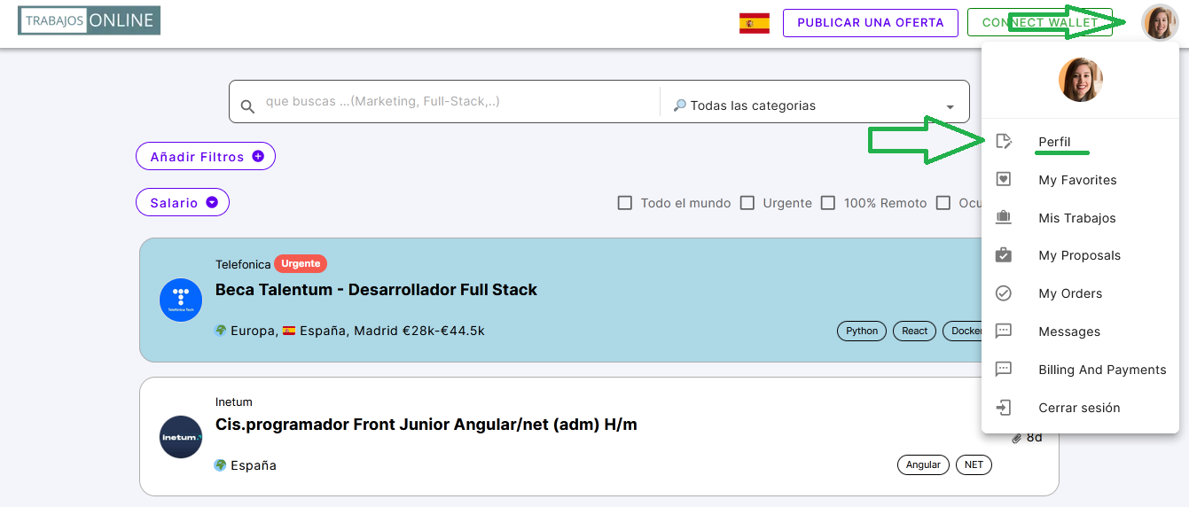 Revisar nuestro Perfil en el menu