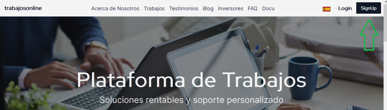 Registro con Email en pagina de inicio